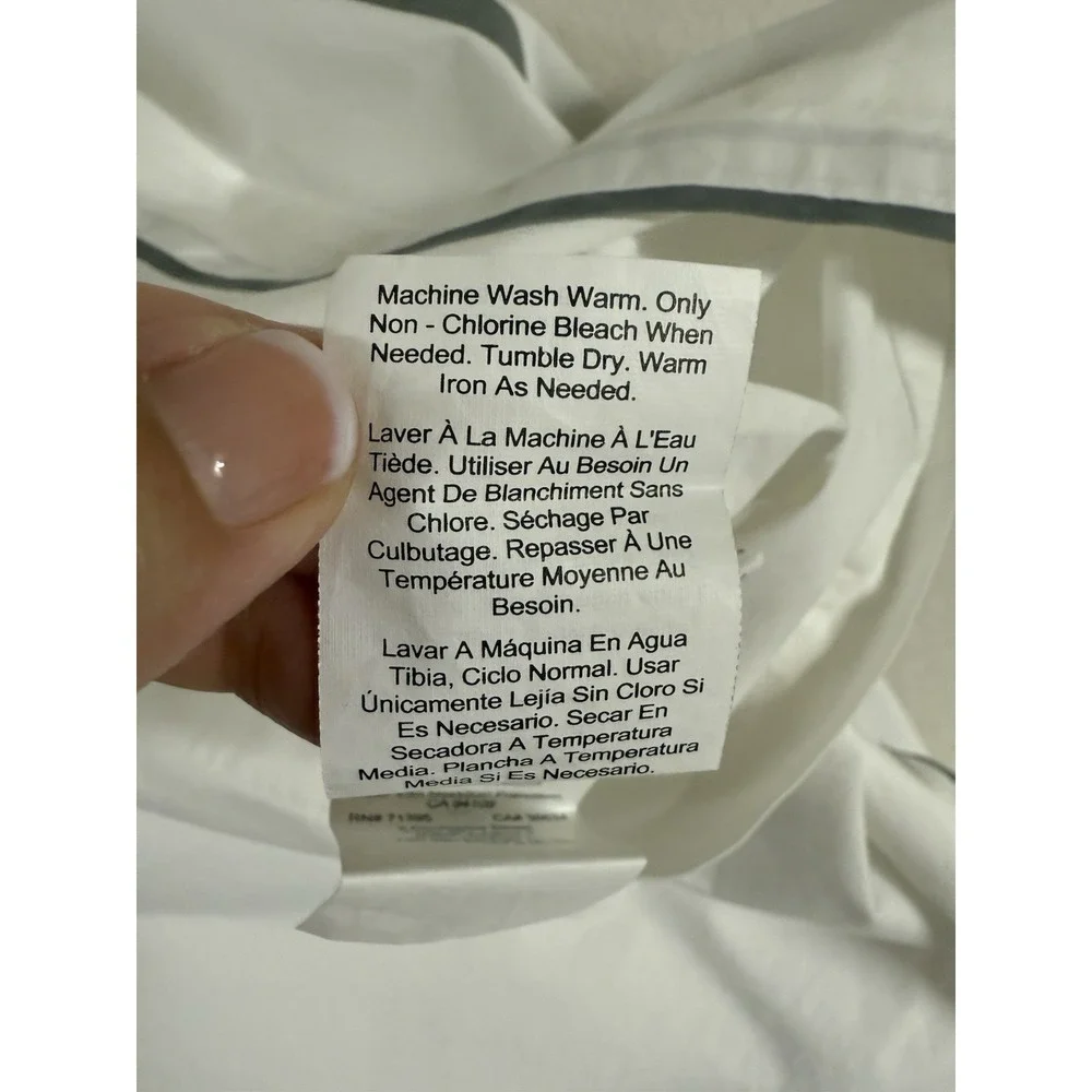 Pottery Barn Morgan Shams 2- Organic Cotton Gray Banded 1 Euro & 1 Standard Sham